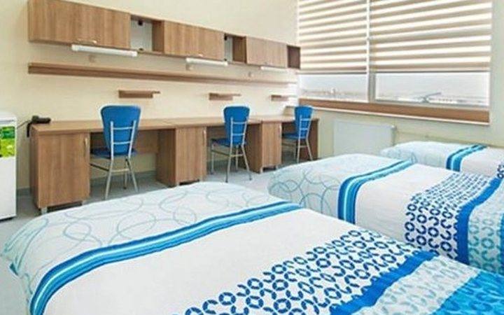 A furnished student residence room in Istanbul