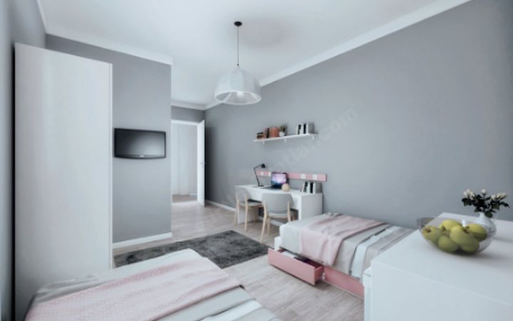 A furnished student residence room in Istanbul
